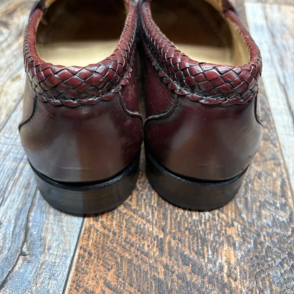 Allen Edmonds Maxfield Burgundy Leather Woven Tassel Loafers Mens 10 A 1656